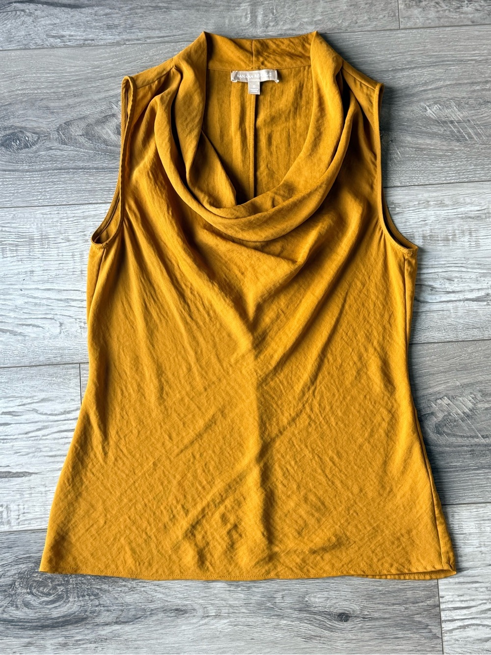 Banana Republic Mustard Cowl Neck Sleeveless Blouse Size S